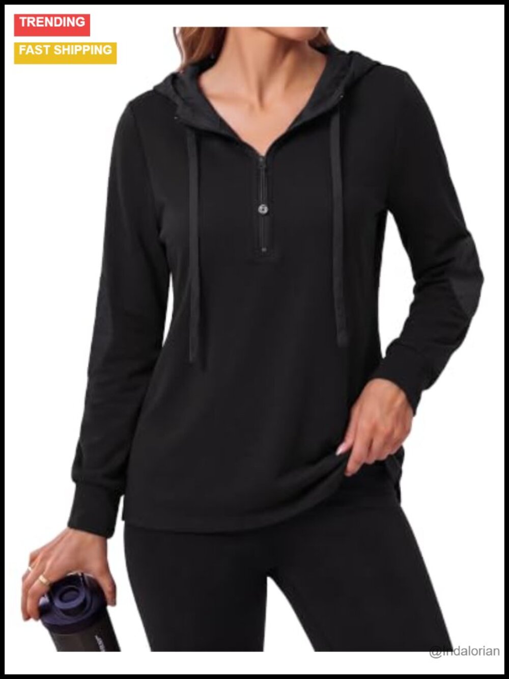Women's Quilted Zip Hoodie Sweatshirt Cotton-Polyester Blend Long Sleeve Fall